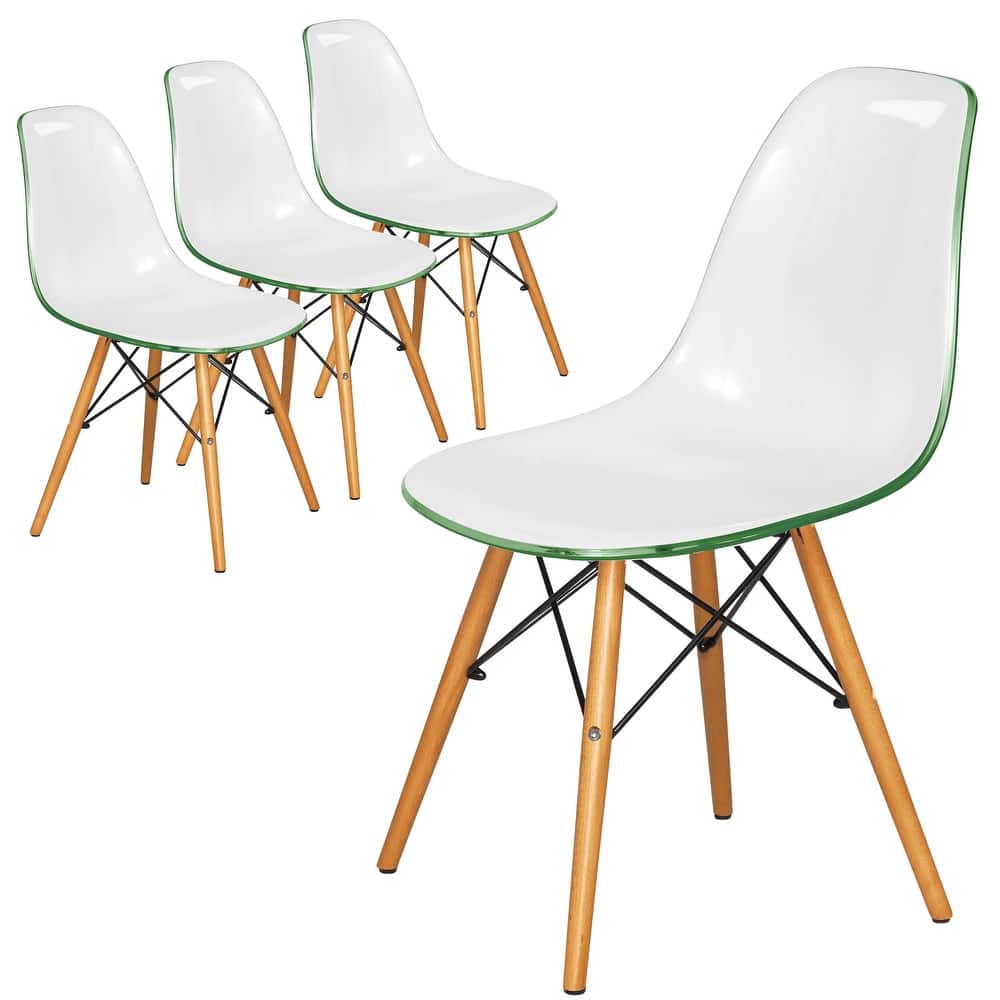 Cresco Acrylic Dining Chair in Solid Beech Wood Legs Banquet Side Chair (Set of 4) for Indoor and Outdoor - 32" Height