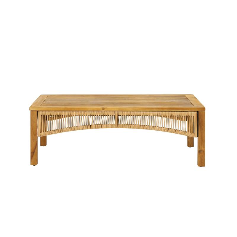4-Pieces Acacia Wood Patio Furniture Set w/ Coffee Table Conversation Set for Garden, Backyard Porch Balcony