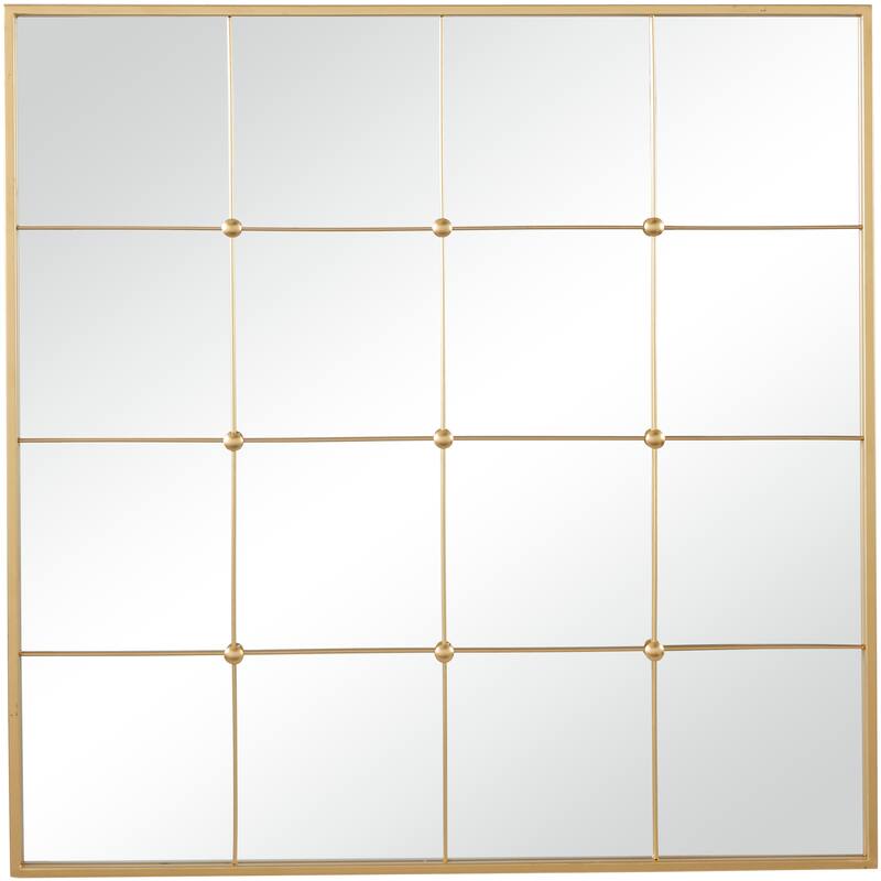 CosmoLiving by Cosmopolitan Gold Metal Window Pane Inspired Room Wall Mirror