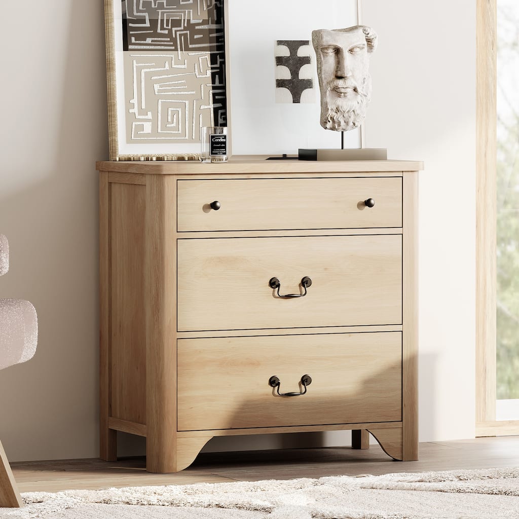 WAMPAT Farmhouse 3 Drawer Dresser, 63" Large Wood Dresser for Bedroom with Wide Chest