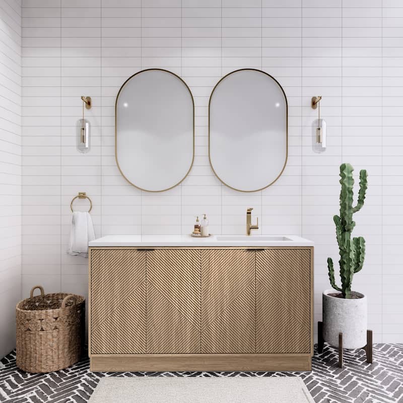 Milano 60" Freestanding Bathroom Vanity with Right White Sink