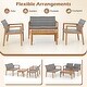preview thumbnail 5 of 8, Gymax 4 Pieces Outdoor Furniture Set Acacia Wood Frame Sofa Set w/