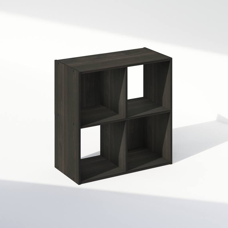 23.8 in. Tall Espresso Wood 4-Shelf Bookcase