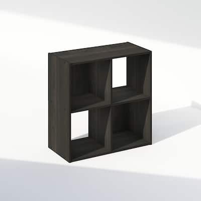 23.8 in. Tall Espresso Wood 4-Shelf Bookcase
