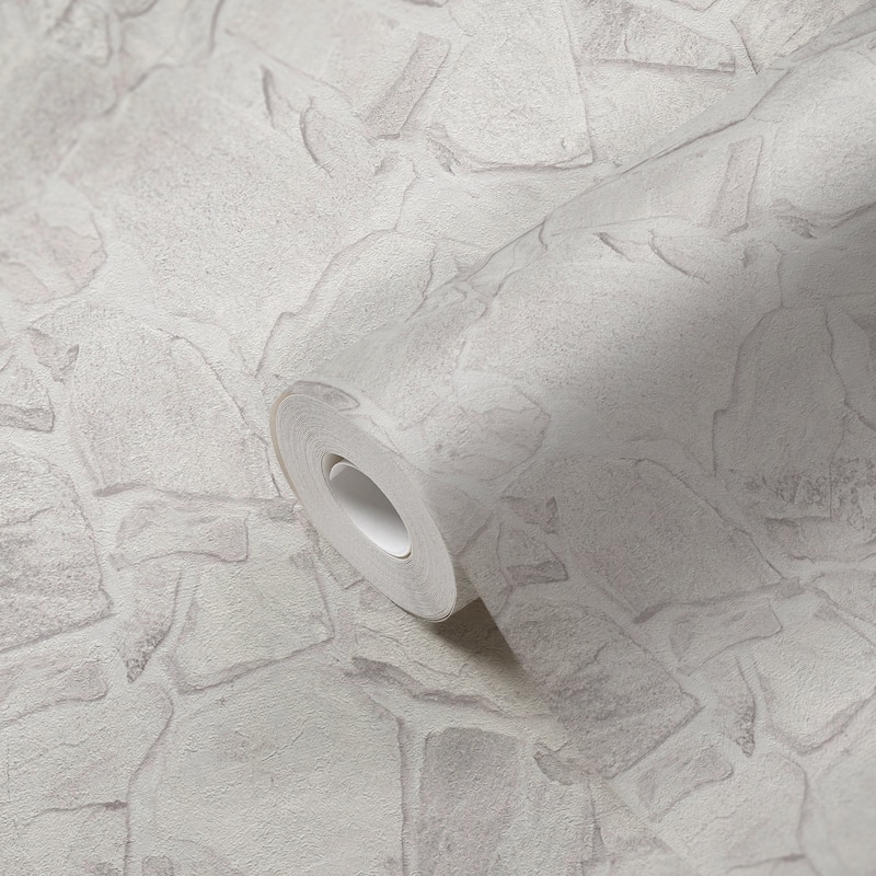 Galerie Wallcoverings Bricks and More Collection Slate Stone Wall Matte Finish Vinyl on Non-woven Wallpaper Roll
