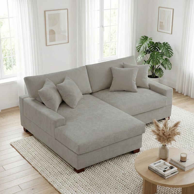 Modern Oversized Chenille Modular Sectional Sofa With Chaise