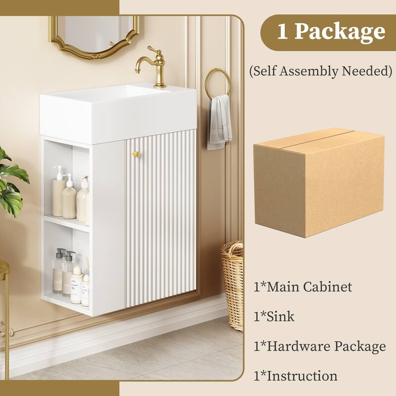 GDFStudio - Aria Wood & Ceramic Bathroom Vanity Combo Cabinet with Single Sink