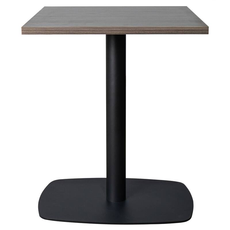 Vail Square Dining Table with 24 in. MDF Tabletop in Black Stainless Steel Square Base Accent Kitchen Table - Dark Brown