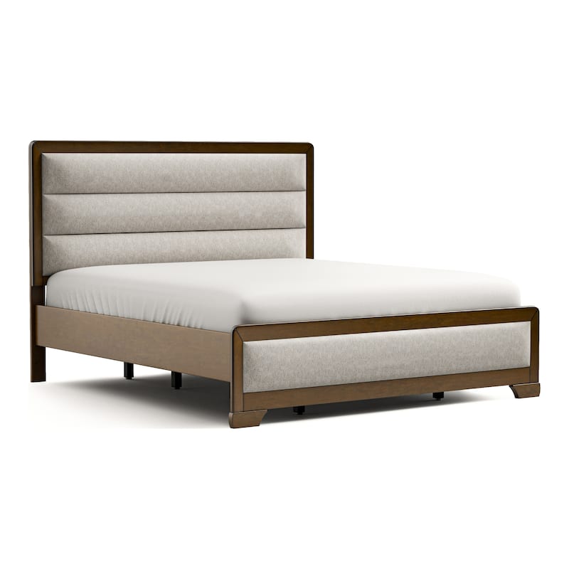 Furniture of America Collins Brown Solid Wood Channel Fabric Panel Bed