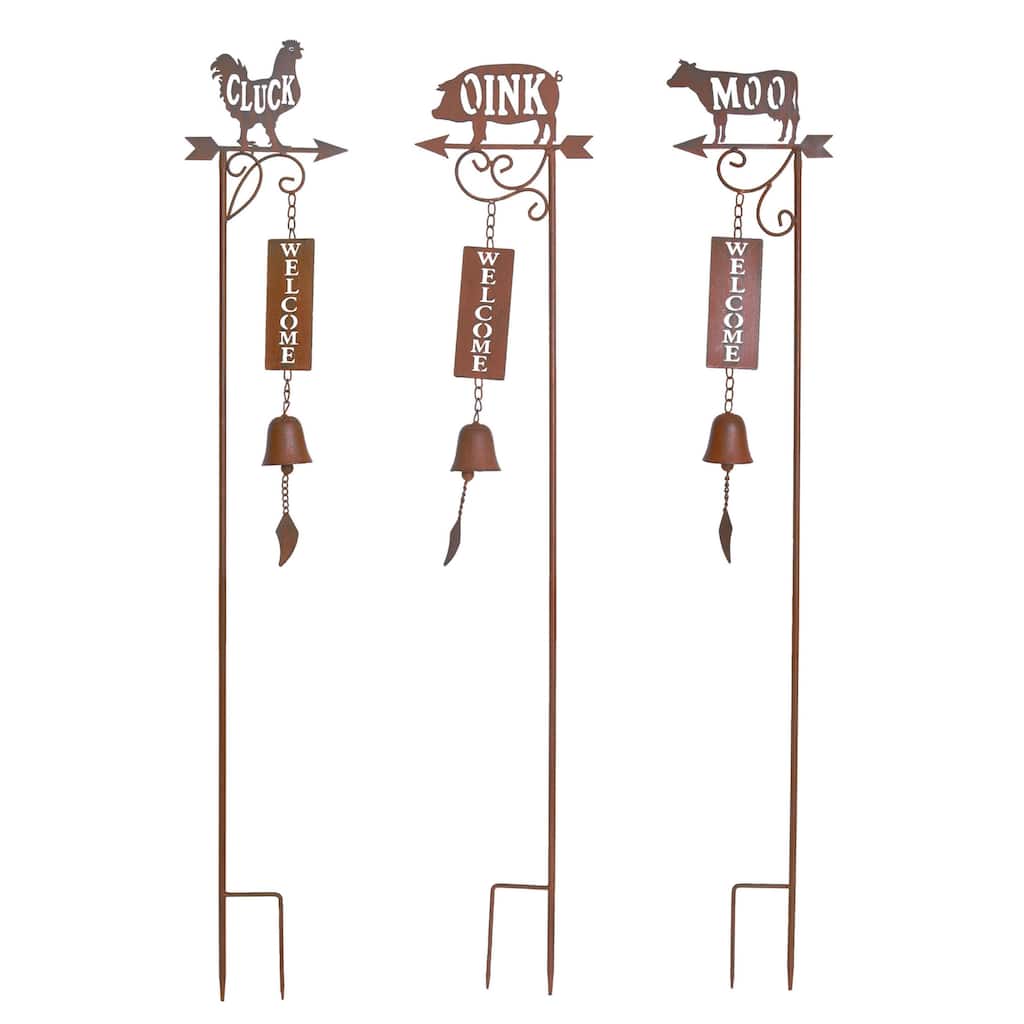 Transpac Metal Farm Animal Chime Y/S Set of 3 KD Spring Home Decorations - Multicolor