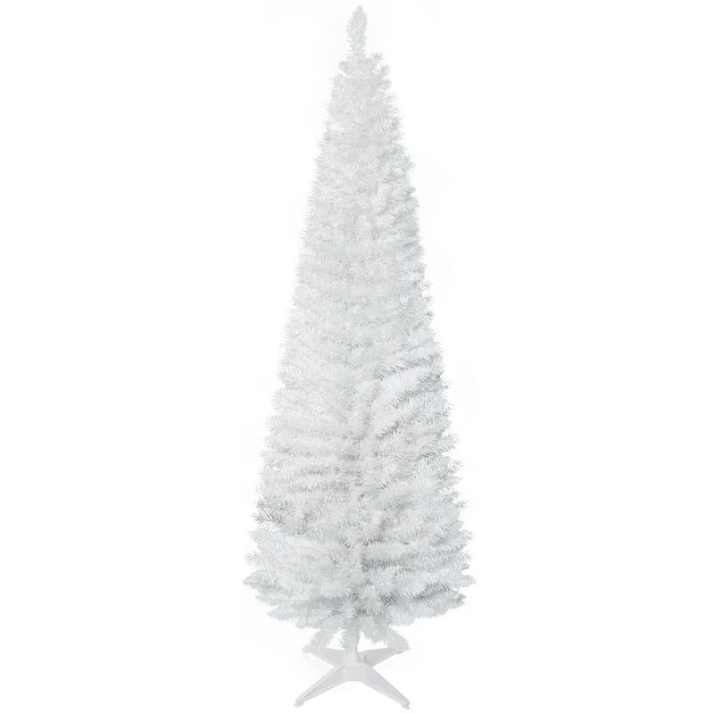 HOMCOM Artificial Pencil Tree - Slim, Realistic Branch Tips, Plastic Stand, White