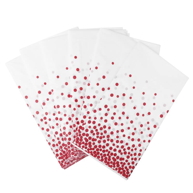 6Pcs Tablecloth Disposable Plastic Rectangle Table Cover Printed Domes - 54x108inch - Red