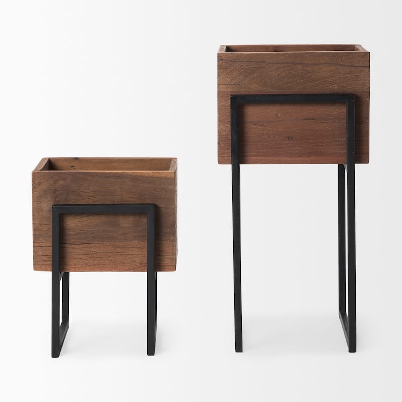 Jadine Set of 2 Beige Wood w/ Black Metal Arch Frames