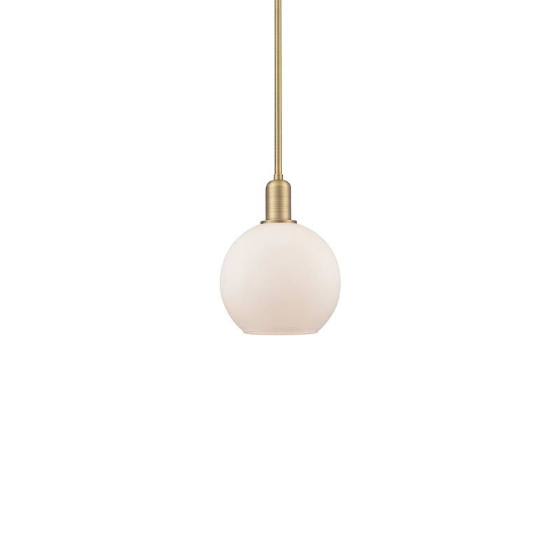 Innovations Lighting 716-1S-11-8 Athens Pendant Athens 8" Wide Mini - Brushed Brass / Matte White