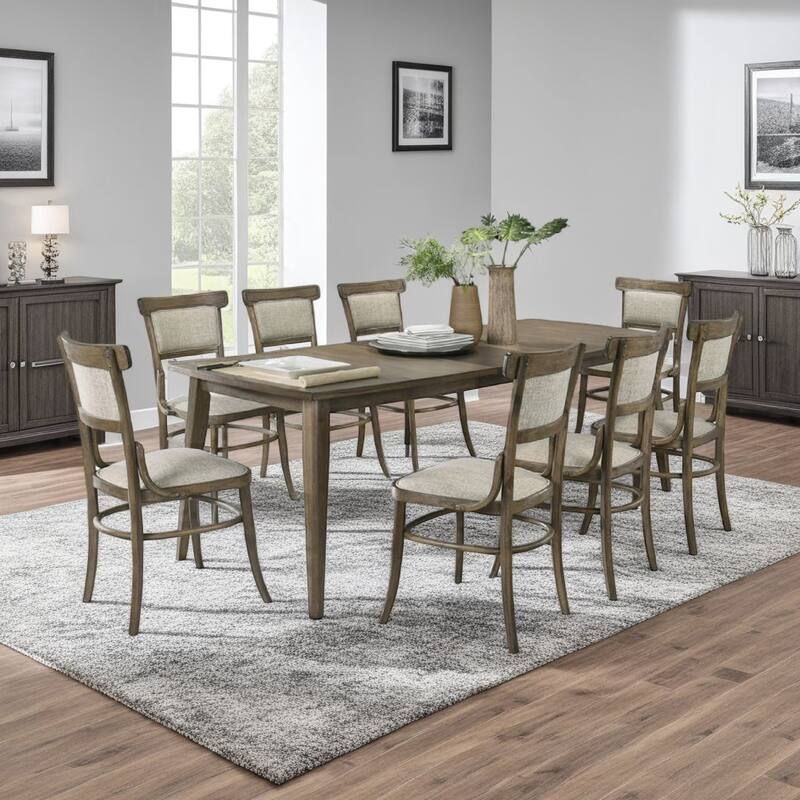 Yuki 72-88 Inch Extendable Dining Table Set with 8 Off White Chairs