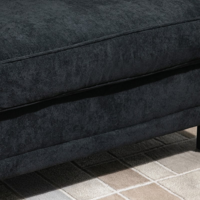 HOMCOM Modern Classic 3-Seater Sofa Corduroy Fabric Couch with Pine Wood Legs, Rolled Arms for Living Room, Black