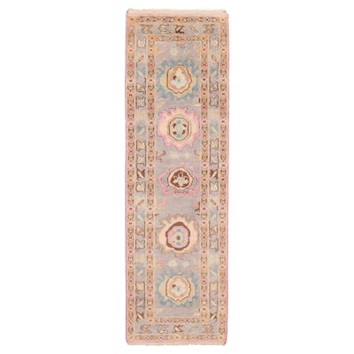 ECARPETGALLERY Hand-knotted Modern Oushak Grey Wool Rug - 2'4 x 7'11