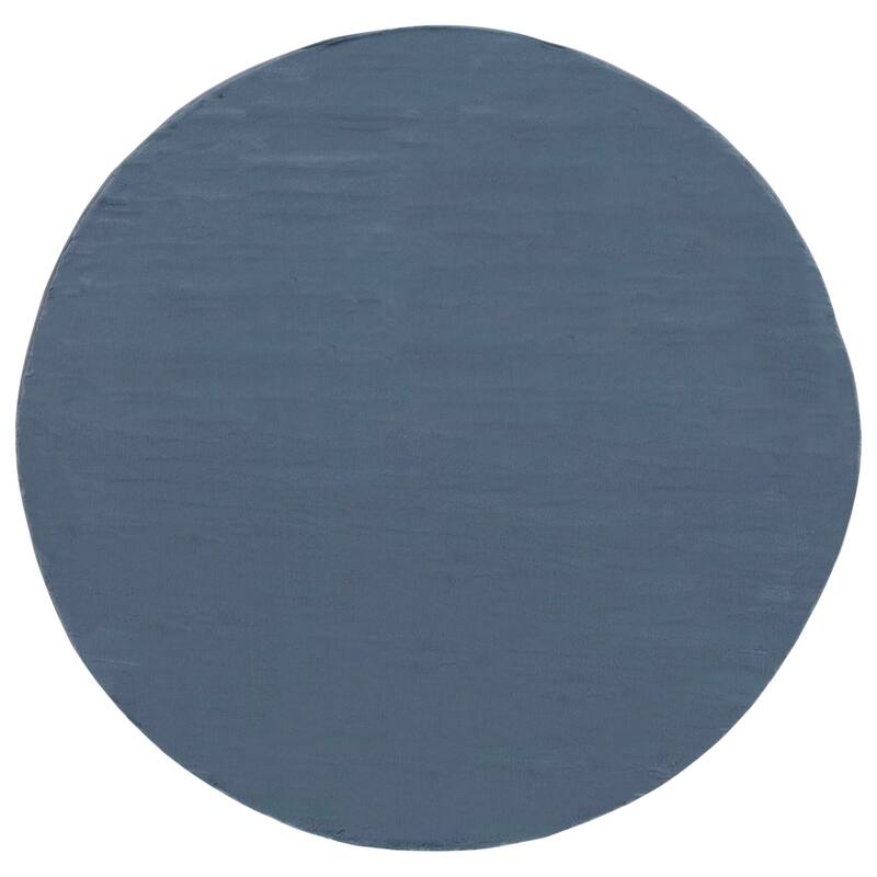 SAFAVIEH Faux Rabbit Auzinda Washable Fur Solid Shag Rug - 6' Round - Dark Grey