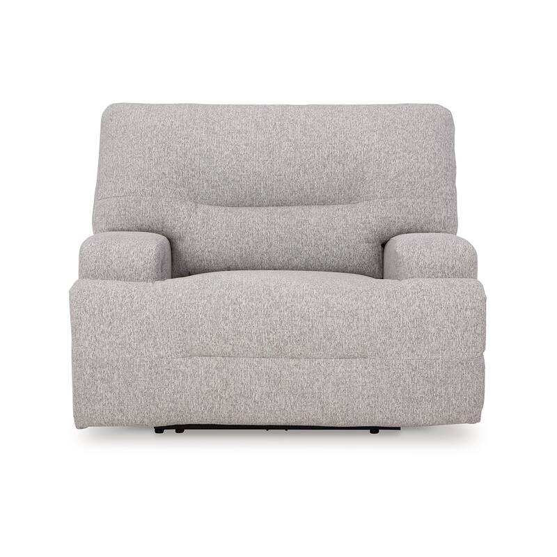 Marissa Wide Seat Power Recliner Chair, Gray Polyester, Soft Cushioned