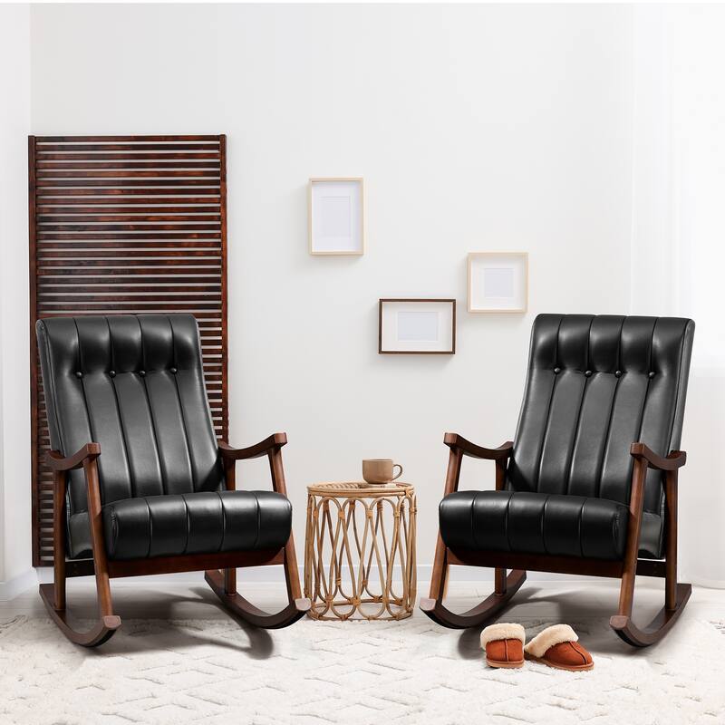 AVAWING Upholstered Rocking Chair Modern High Back Armchair Set of 2