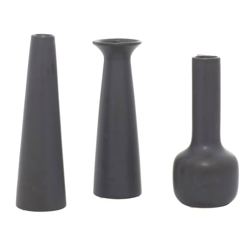CosmoLiving by Cosmopolitan Ceramic Vase with Handles (Set of 3) - Black or White