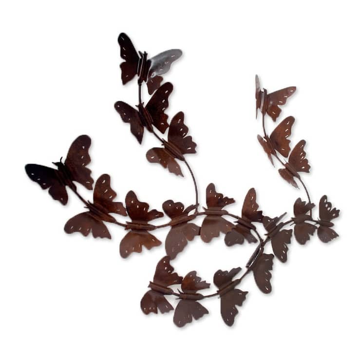 Handmade Iron 'Monarchs' Wall Sculpture (Mexico)