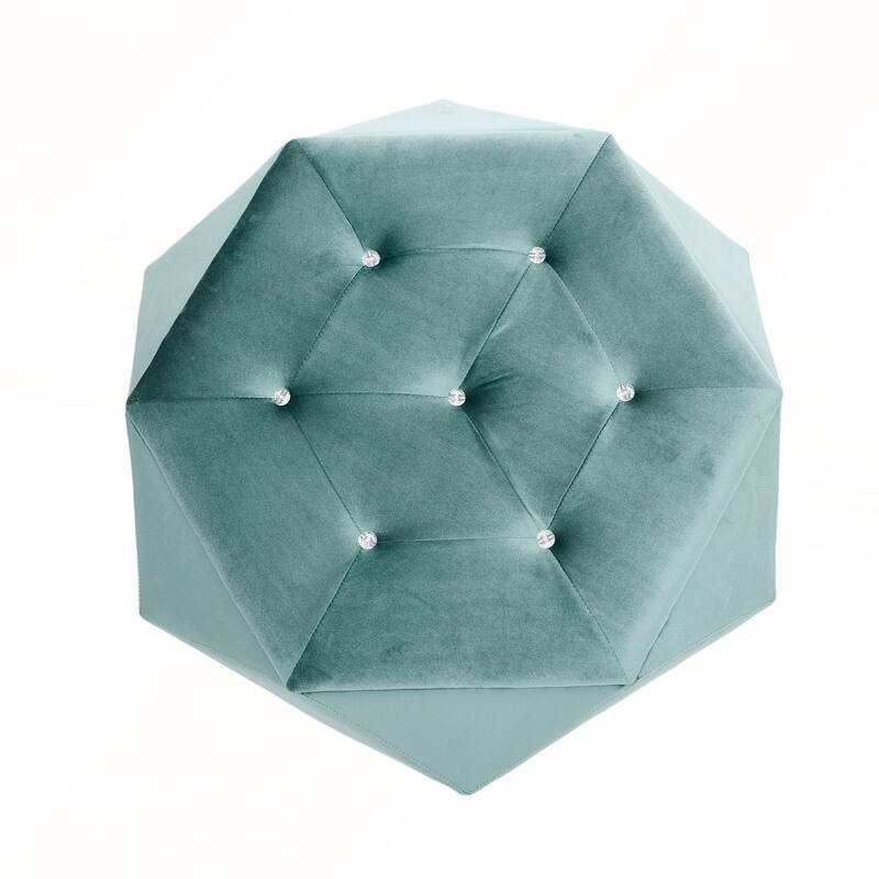 Elegant Velvet Polygon Diamond Tufted Storage Ottoman for Living Room and Bedroom