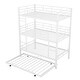 preview thumbnail 7 of 10, Antique White Twin Size Metal Triple Bunk Bed with Trundle and Ladder