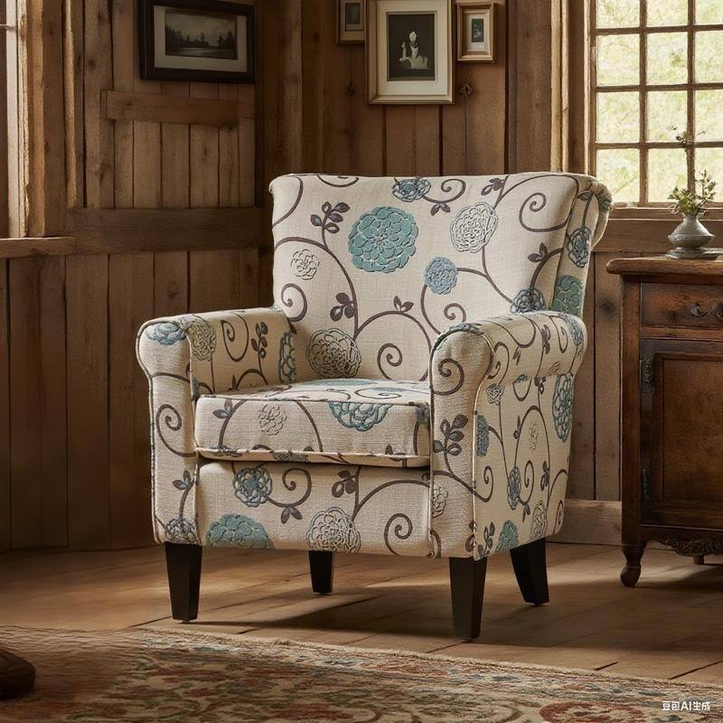 American Retro Printed Armchair, Single Sofa,Accent Chair