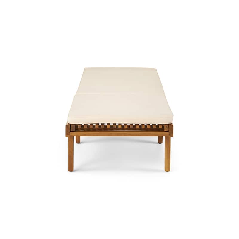 Nadine Outdoor Acacia Wood Chaise Lounge and Cushion Set by Christopher Knight Home - Teak Finish+Cream Cushion