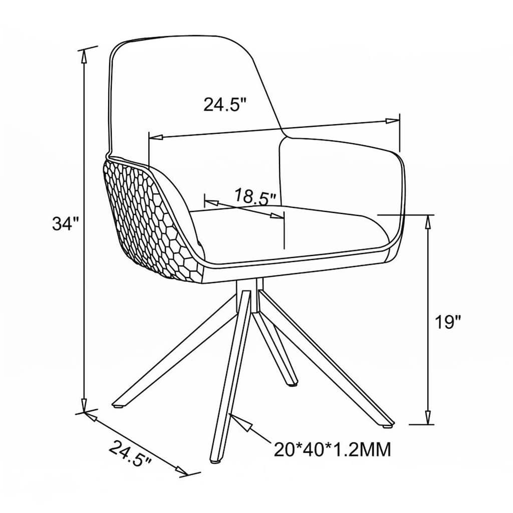 Fabric Upholstered Swivel Dining Arm Chair