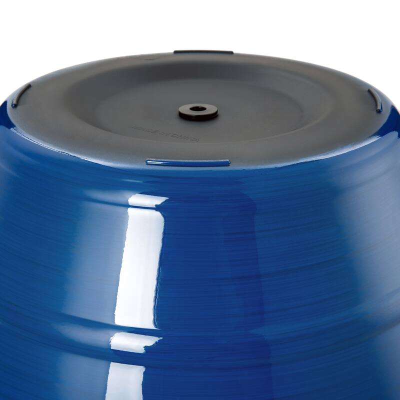 Glitzhome Set of 2 Round Cobalt Blue/Turquoise/Red Faux Ceramic Pot Plastic Planter