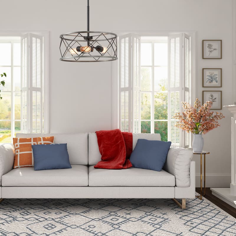 Carbon Loft Modern Drum Mini Chandelier 3-light Ceiling Pendant lights - W 15.7"x H 6.3"