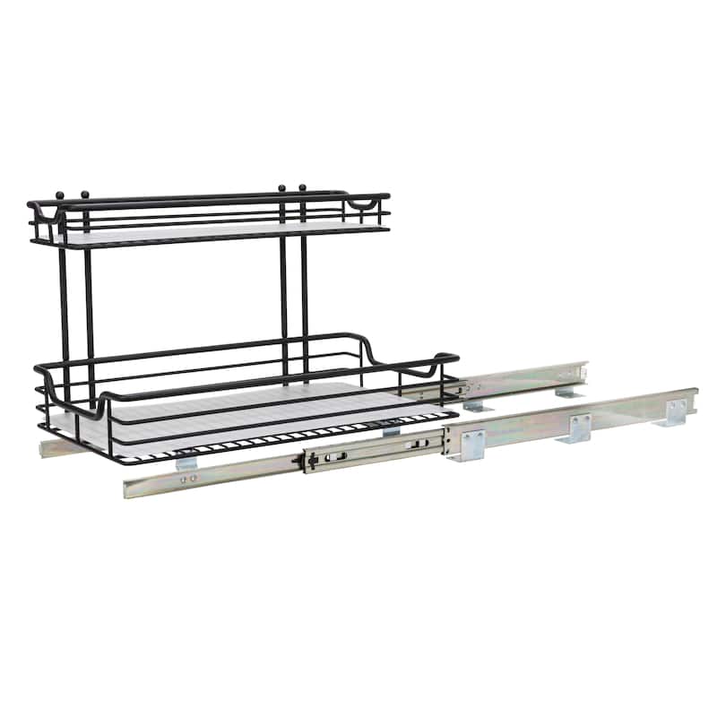 Household Essentials 2 Tier Sliding Cabinet Organizer