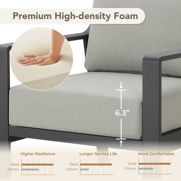 dimension image slide 5 of 15, Spruce & Spring Outdoor Patio Furniture Set Aluminum Sofa Accent Chair