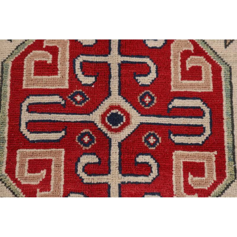 Geometric Kazak Oriental Area Rug Handmade Dining Room Wool Carpet - 6'6" x 10'0"