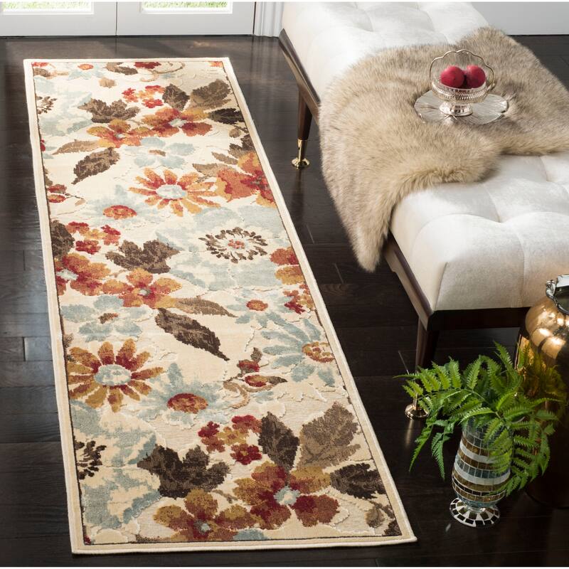 SAFAVIEH Paradise Leontine Modern Viscose Rug - 2'2" x 8' Runner - Cream/Multi