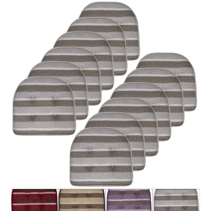 Sweet Home Collection Bradford Striped U Shaped Memory Foam Chair Cushion 17" x 16"