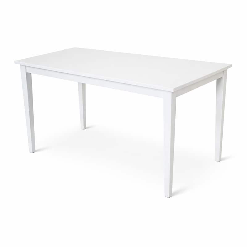 Modern 59 Inch Rectangular Dining Table, Black, White or Oak Finish, Solid Rubberwood