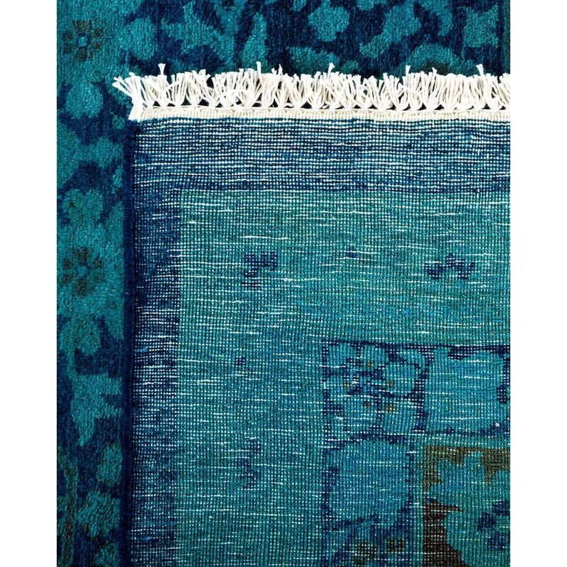 Overton Hand Knotted Wool Vintage Inspired Modern Contemporary Overdyed Blue Area Rug - 9' 2" x 11' 10"