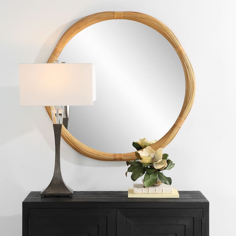 Uttermost Salina Round Bamboo Mirror - 39.75"W x 39.75"H x 2"D