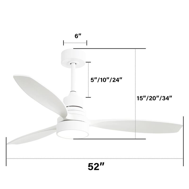 Sofucor 52" Indoor Wood Ceiling Fan Light with Remote, Integrated Light Optional