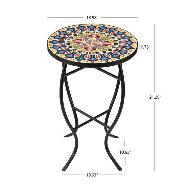 Ledel Outdoor Ceramic Side Table Mosaic Plant Stand On Sale Bed