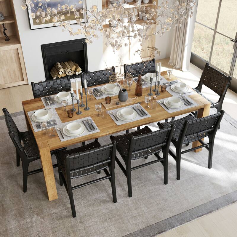 Poly & Bark Banda Teak & Leather Dining Chair - Solid Teak Wood Frame