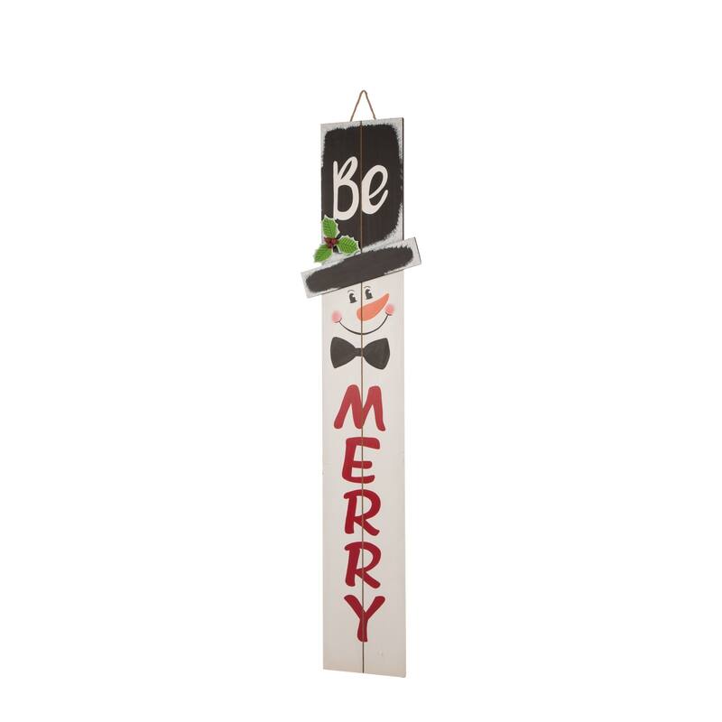 Glitzhome Christmas Wooden 42-inch Santa / Snowman Porch Sign - "MERRY"