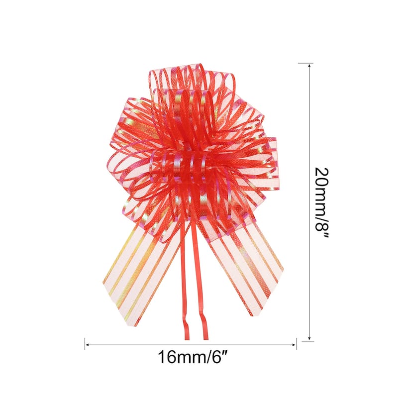 15pcs 6 Inch Organza Large Pull Bow Gift Wrapping Bows Chiffon - Red