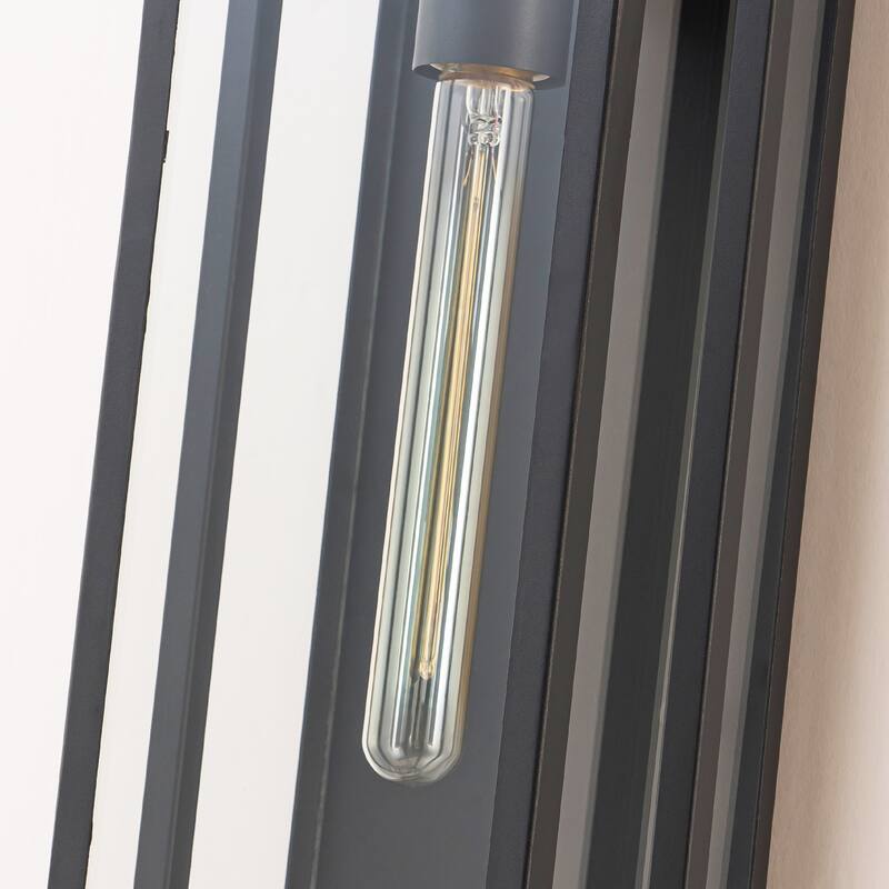 Rennnsan 1-Light Matte Black Rectangular Iron IP23 Outdoor Wall Sconce for Patio