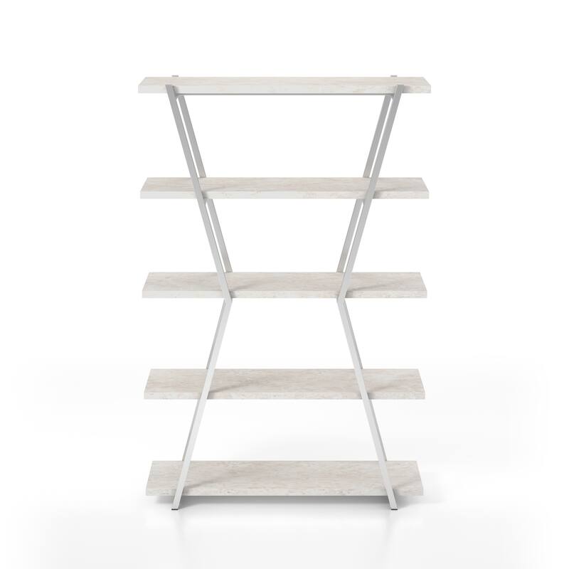 Epstewin Modern 5-Shelf Metal Frame Bookcase/Room Divider by Silver Orchid
