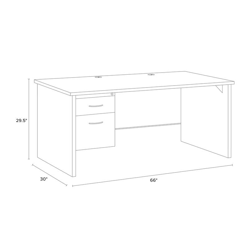 Hirsh Executive Office Modular Left-Hand Single Pedestal File Desk, 30" D x 66" W, Black / Walnut