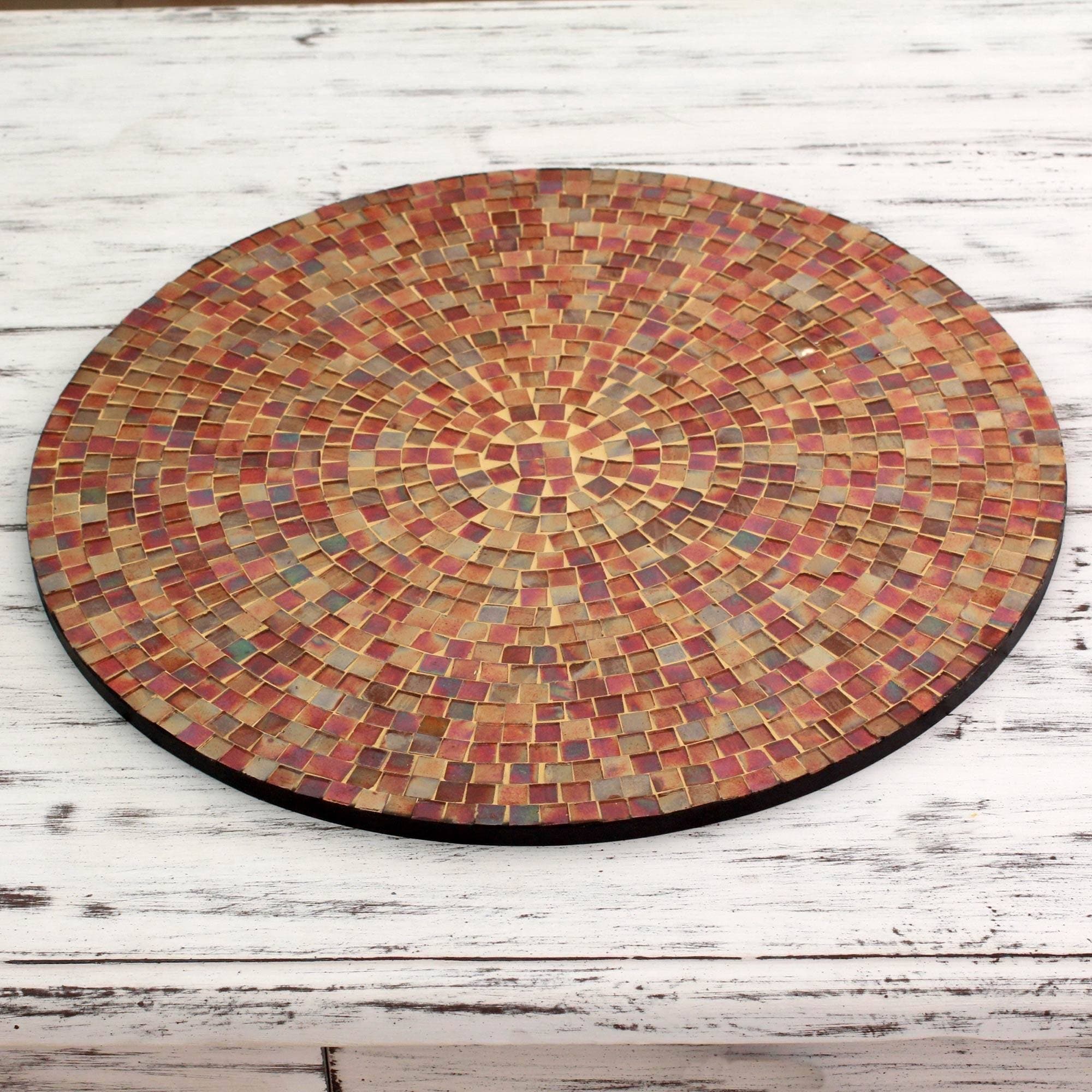 Shop Handmade Earth S Vanity Mosaic Glass Vanity Tray India 0 3 H X 15 Diam Overstock 31727832